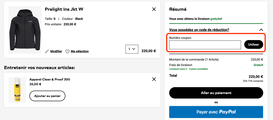 Case pour un code promo Jack Wolfskin